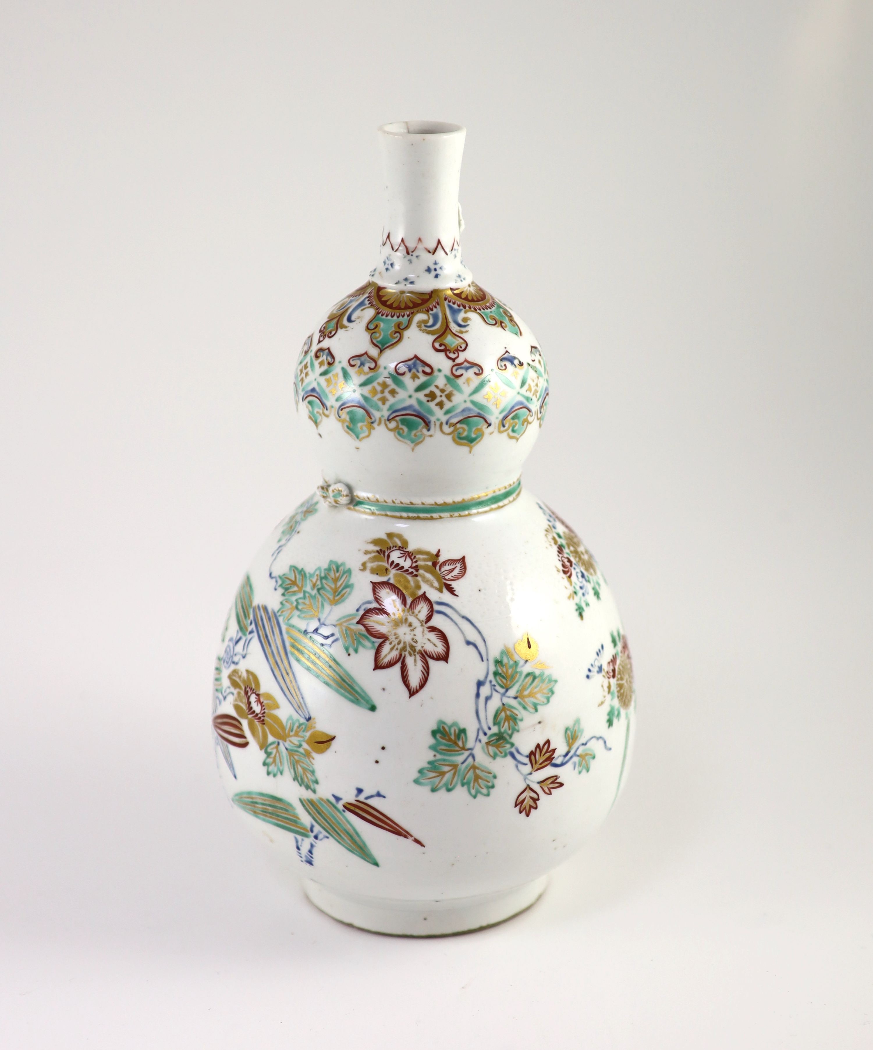 A Japanese Ko Kutani style double gourd vase, Edo period, 27cm high